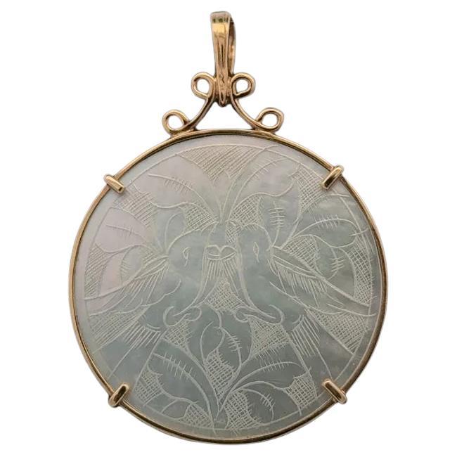 Vintage Mother of Pearl Poker Chip Gold Surround Pendant Necklace For ...