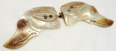 Vintage Mother of Pearl Two Headed Dog Buckle