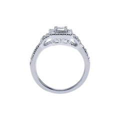 Vintage Motif Princess Cut Diamond Engagement Ring with Halo