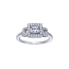 Verlobungsring mit Vintage-Motiv aus Diamant im Prinzessinnenschliff und Halo