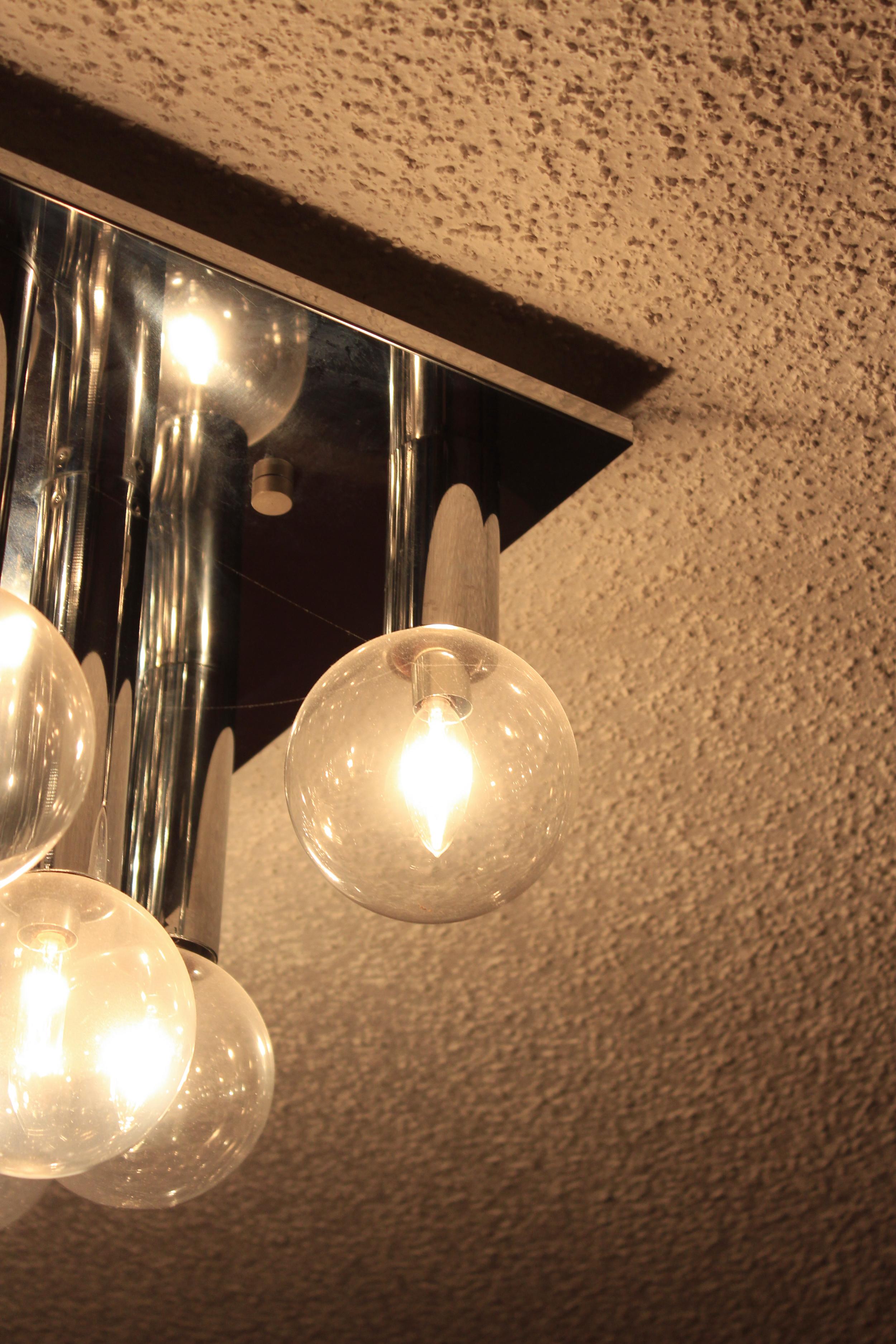 Vintage Motoko Ishii for Staff Leuchten Wall or Ceiling Lamp Chrome & Glass 2