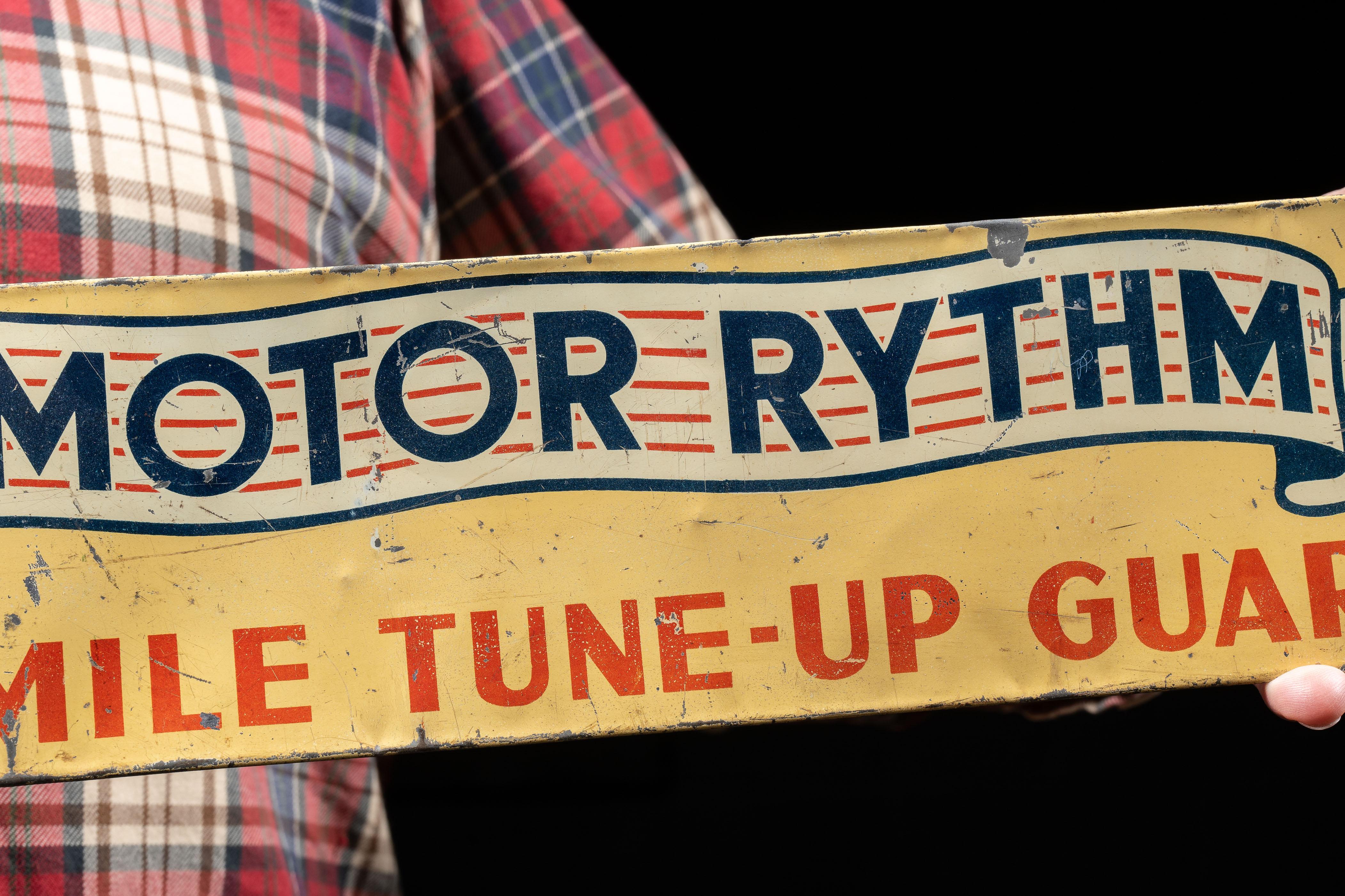 American Vintage Motor Rythm Tin Litho Advertising Sign For Sale