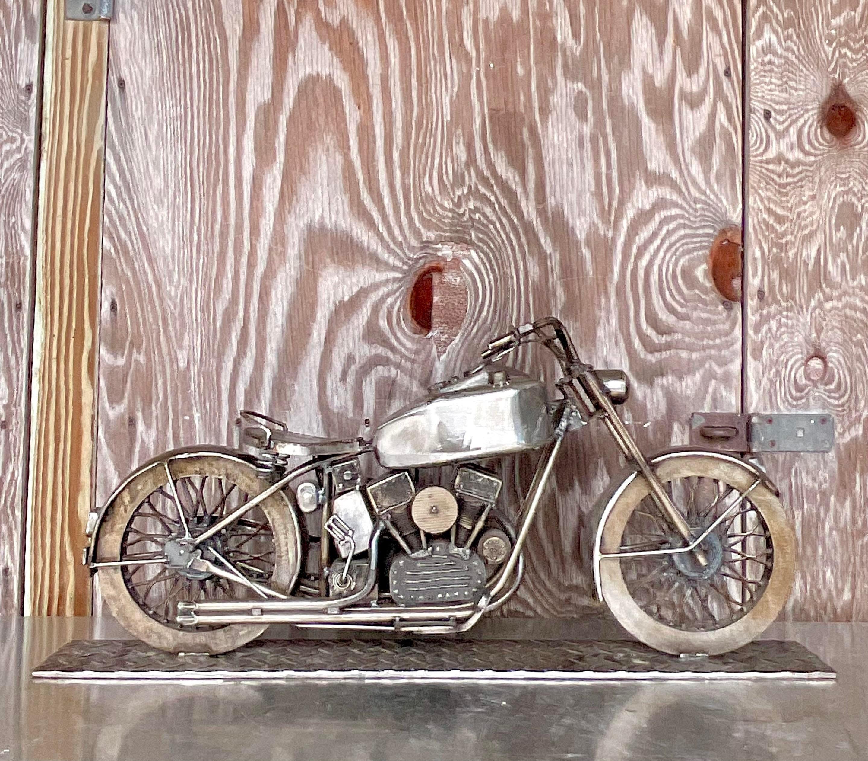 Vintage Motorcycle Sculpture In Good Condition For Sale In west palm beach, FL
