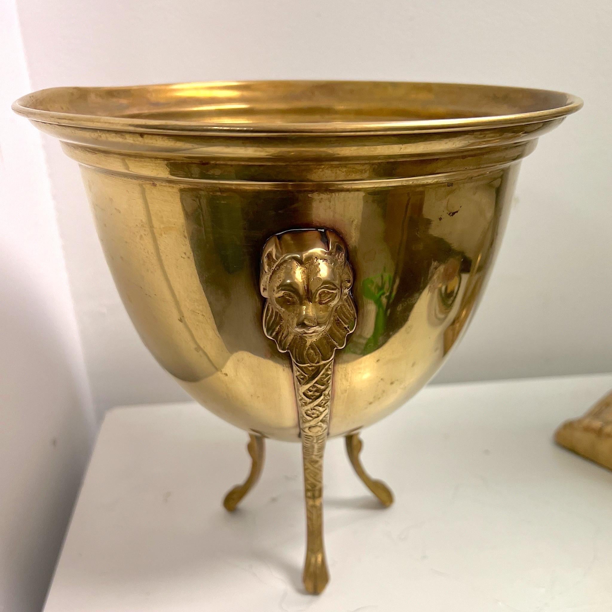 Vintage Mottahedeh Brass Champagne Bucket For Sale at 1stDibs