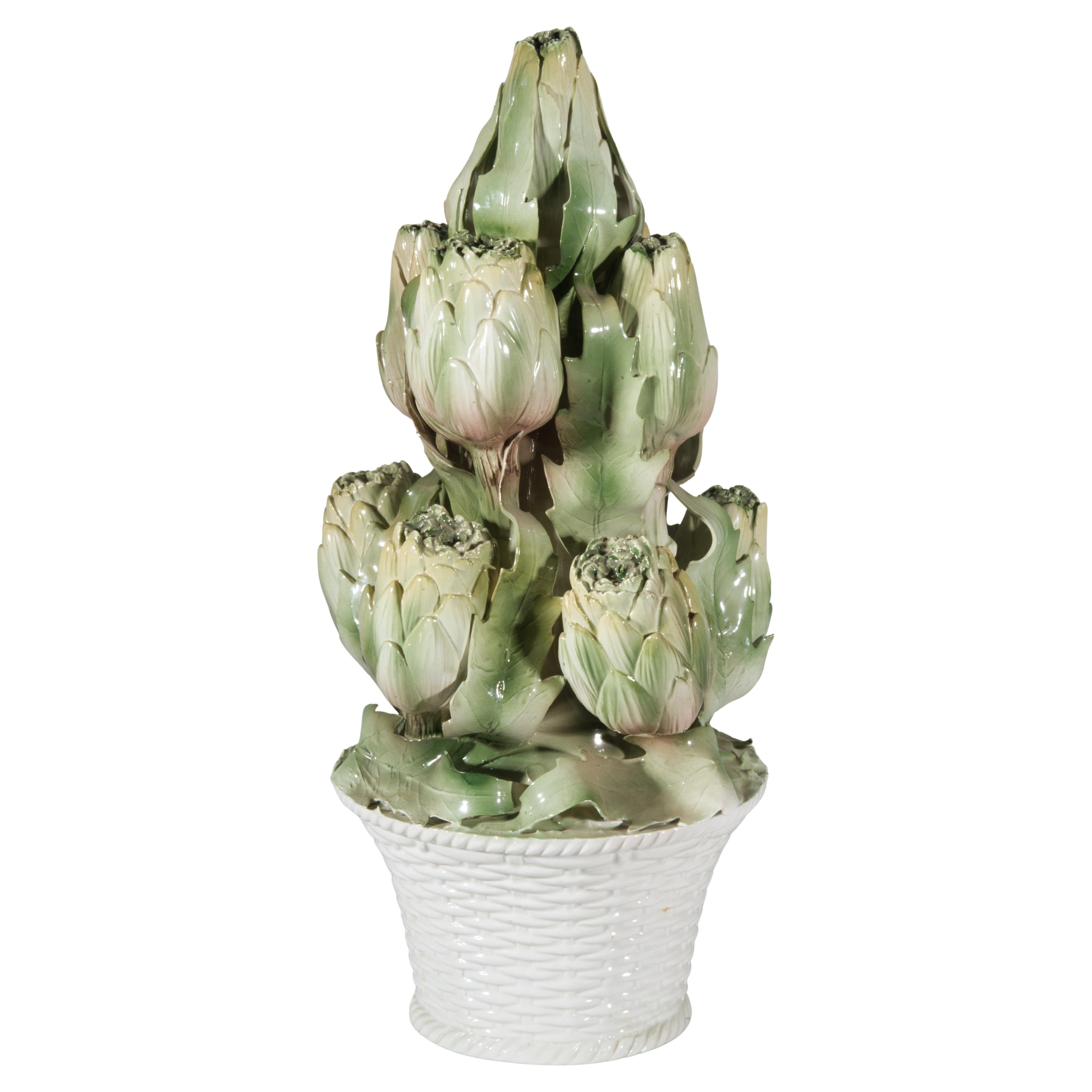 Centre de table Vintage Mottahedeh Majolica Artichoke