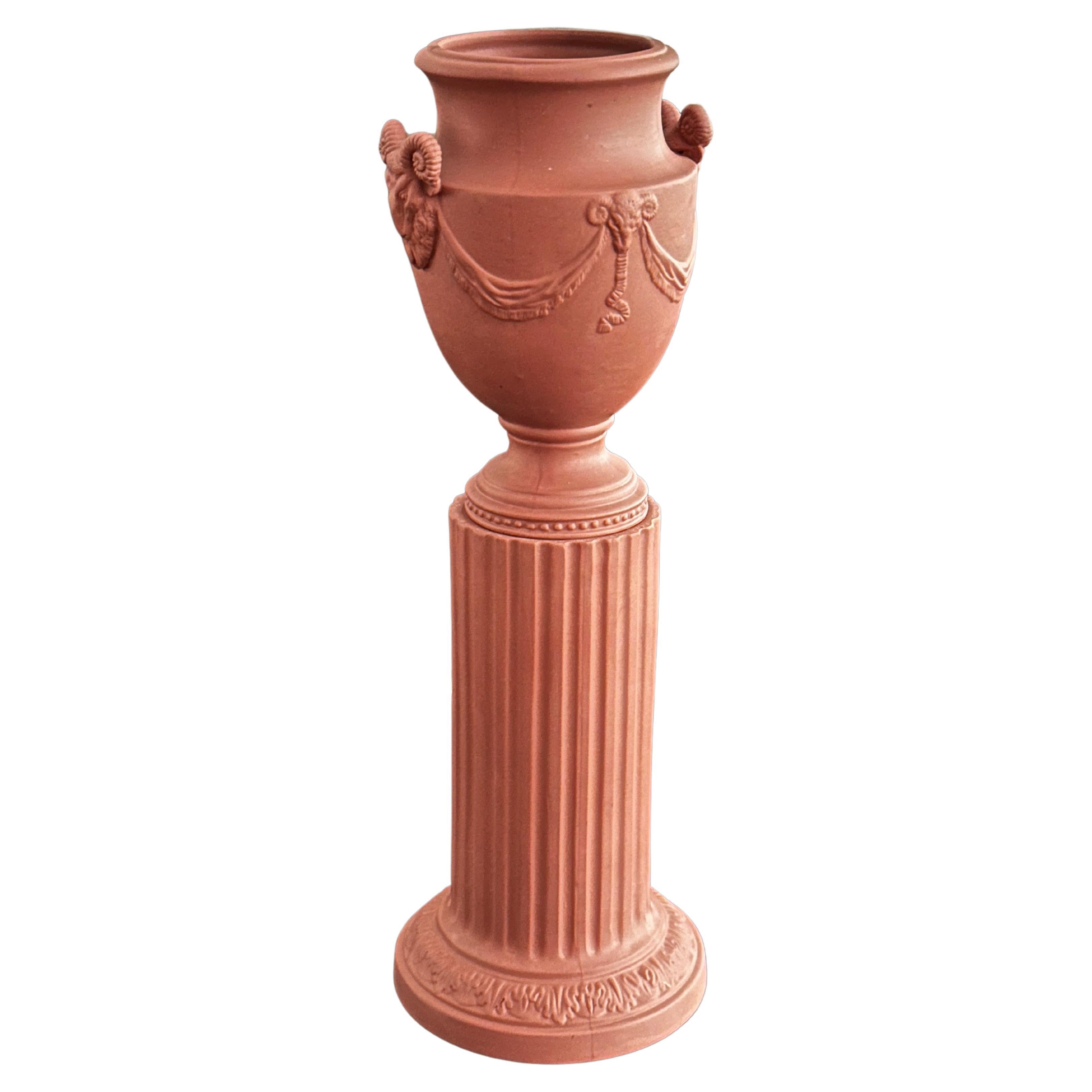 Vintage Mottahedeh Terracotta Urn And Pedestal For Sale