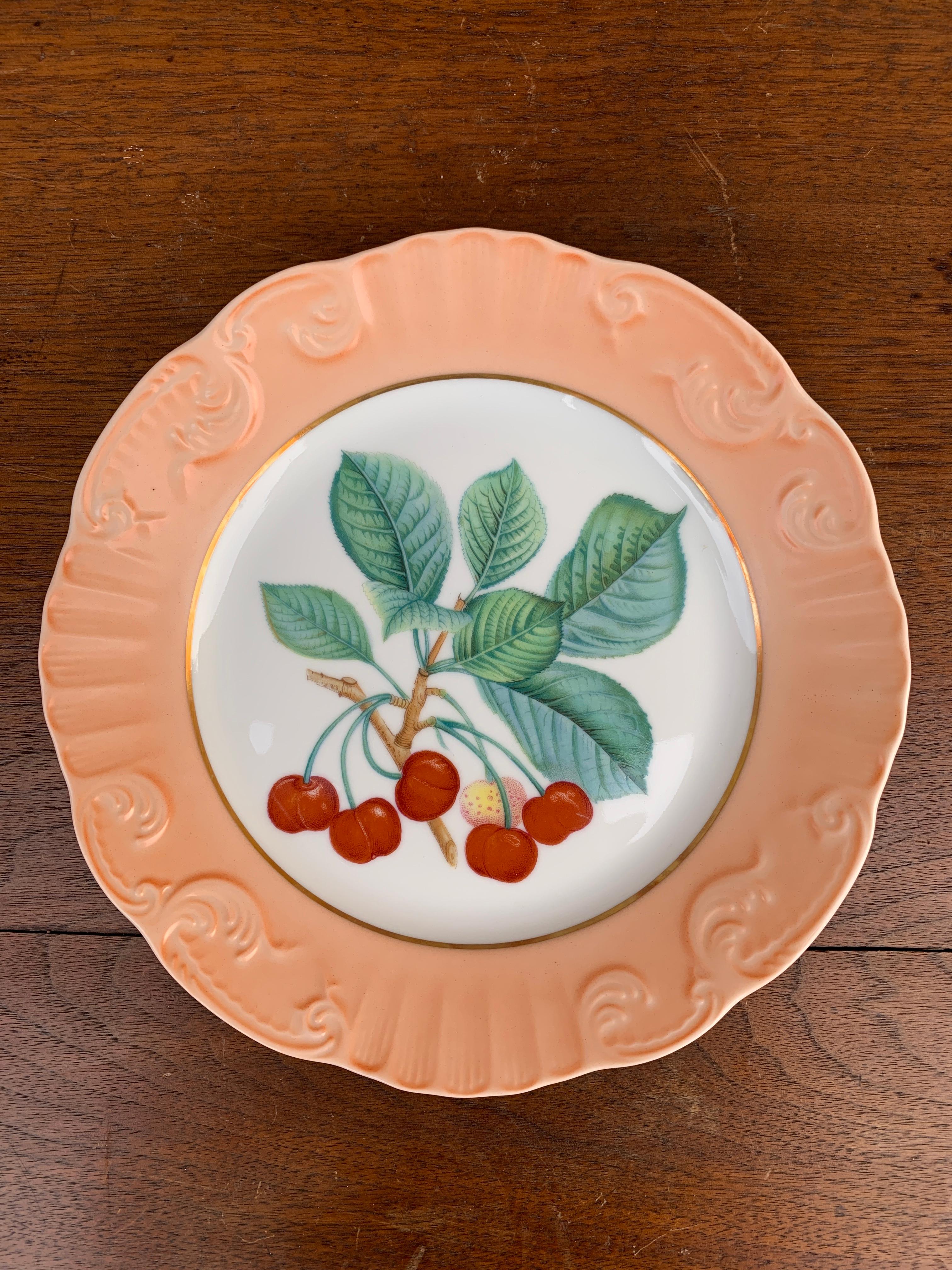 Juego de seis platos de frutas de verano vintage Mottahedeh Vista Alegre Portugués en venta