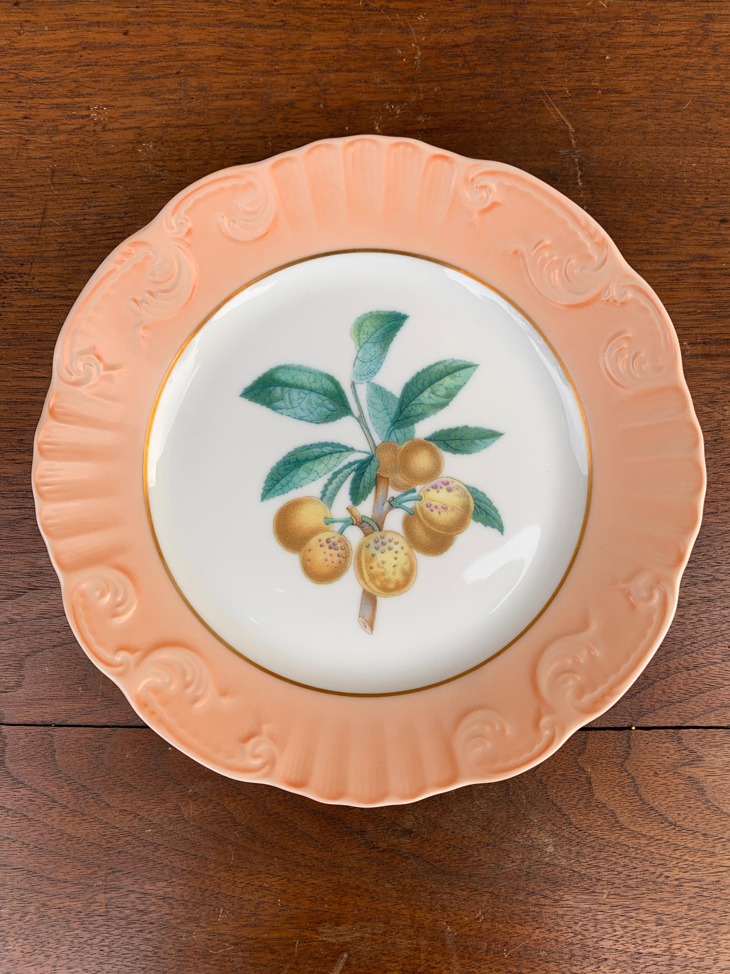 Juego de seis platos de frutas de verano vintage Mottahedeh Vista Alegre en Bueno estado para la venta en Elkhart, IN