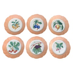 Vintage Mottahedeh Vista Alegre Summer Fruit Plates, Set of Six