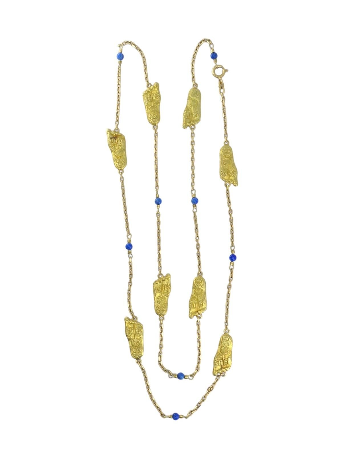Perlina Collana a catena in lapislazzuli d'epoca Mouawad in oro 18k in vendita