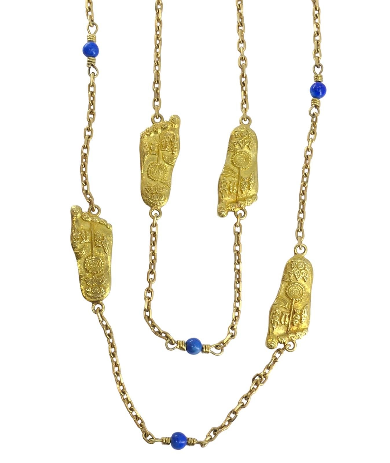 Collana a catena in lapislazzuli d'epoca Mouawad in oro 18k In condizioni ottime in vendita a Beverly Hills, CA