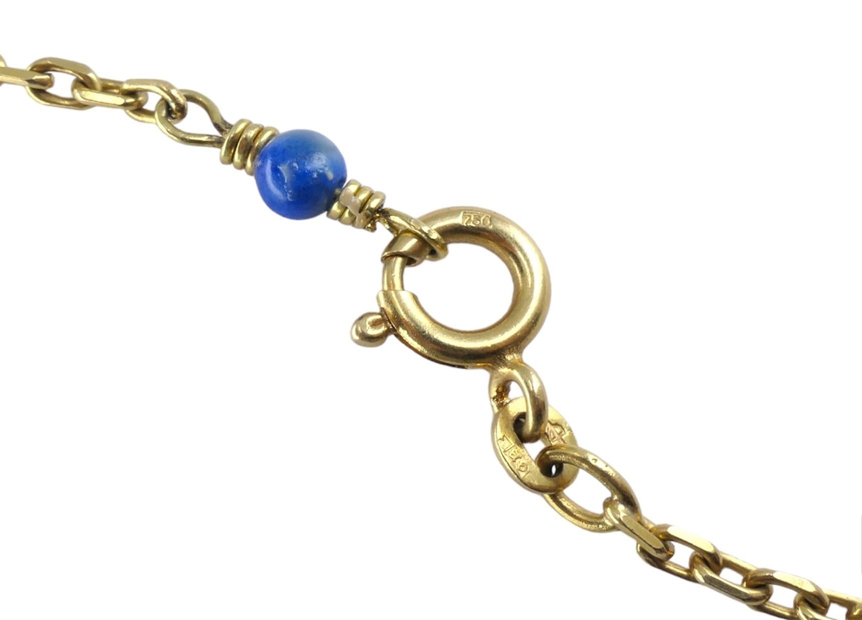 Collana a catena in lapislazzuli d'epoca Mouawad in oro 18k in vendita 1