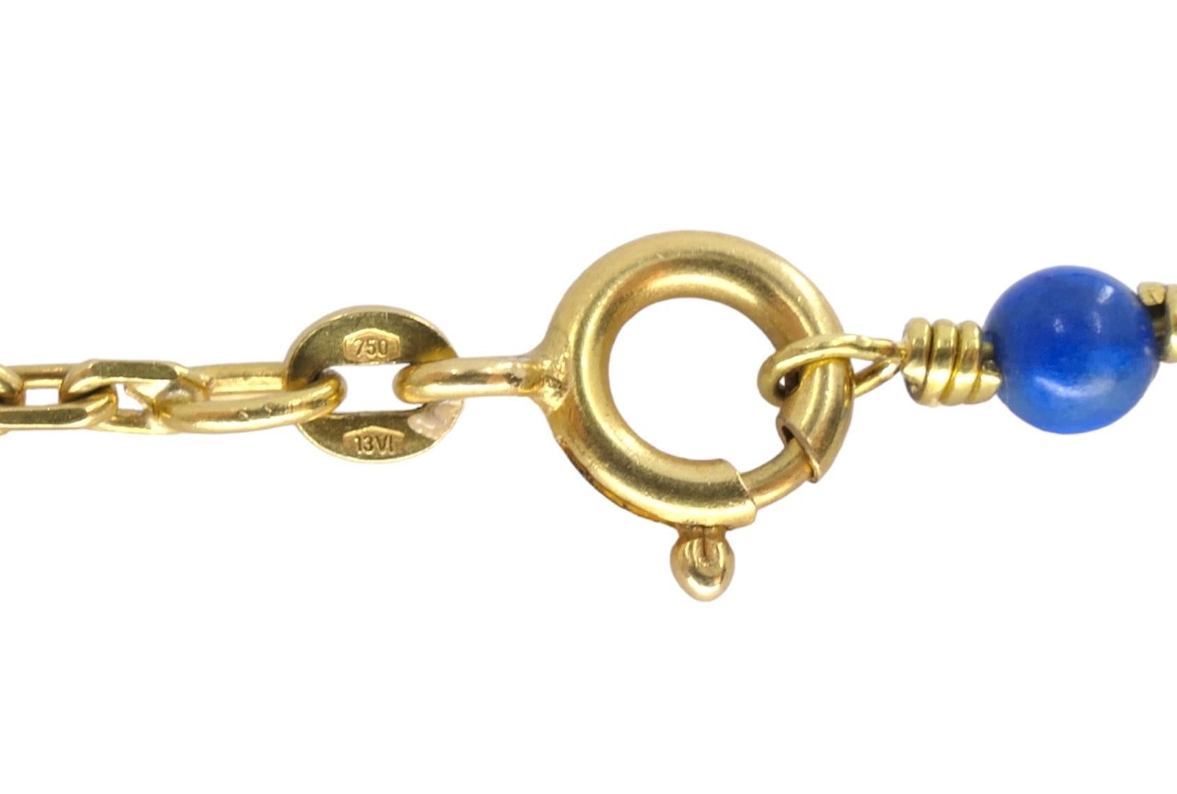 Collana a catena in lapislazzuli d'epoca Mouawad in oro 18k in vendita 3