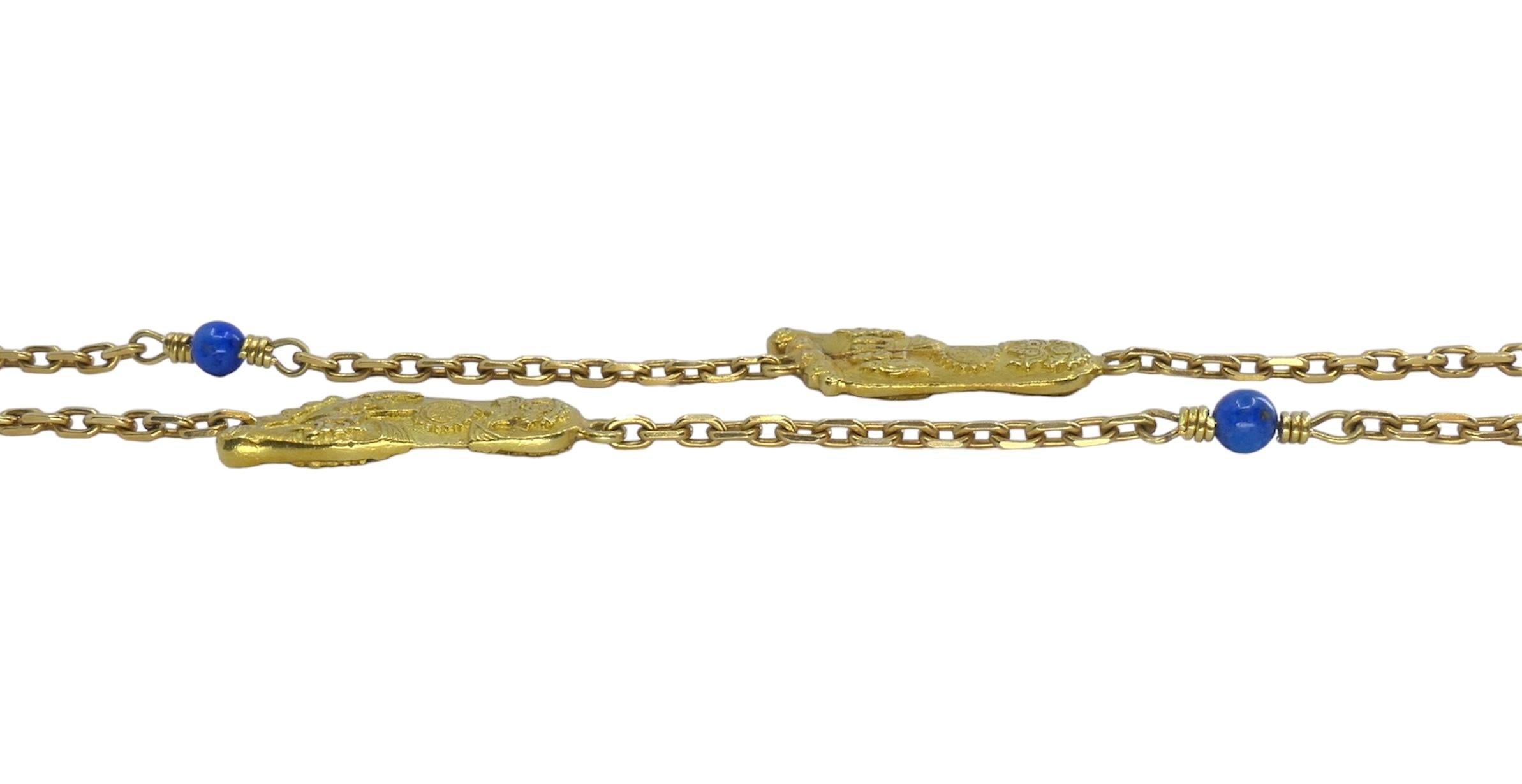 Collana a catena in lapislazzuli d'epoca Mouawad in oro 18k in vendita 4