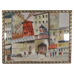 Vintage Moulin Rouge Watercolor Painting, Signed 1964 -1Y62