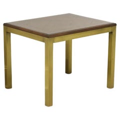 MOUNT AIRY FURNITURE Used Brass & Burl Wood Accent Table
