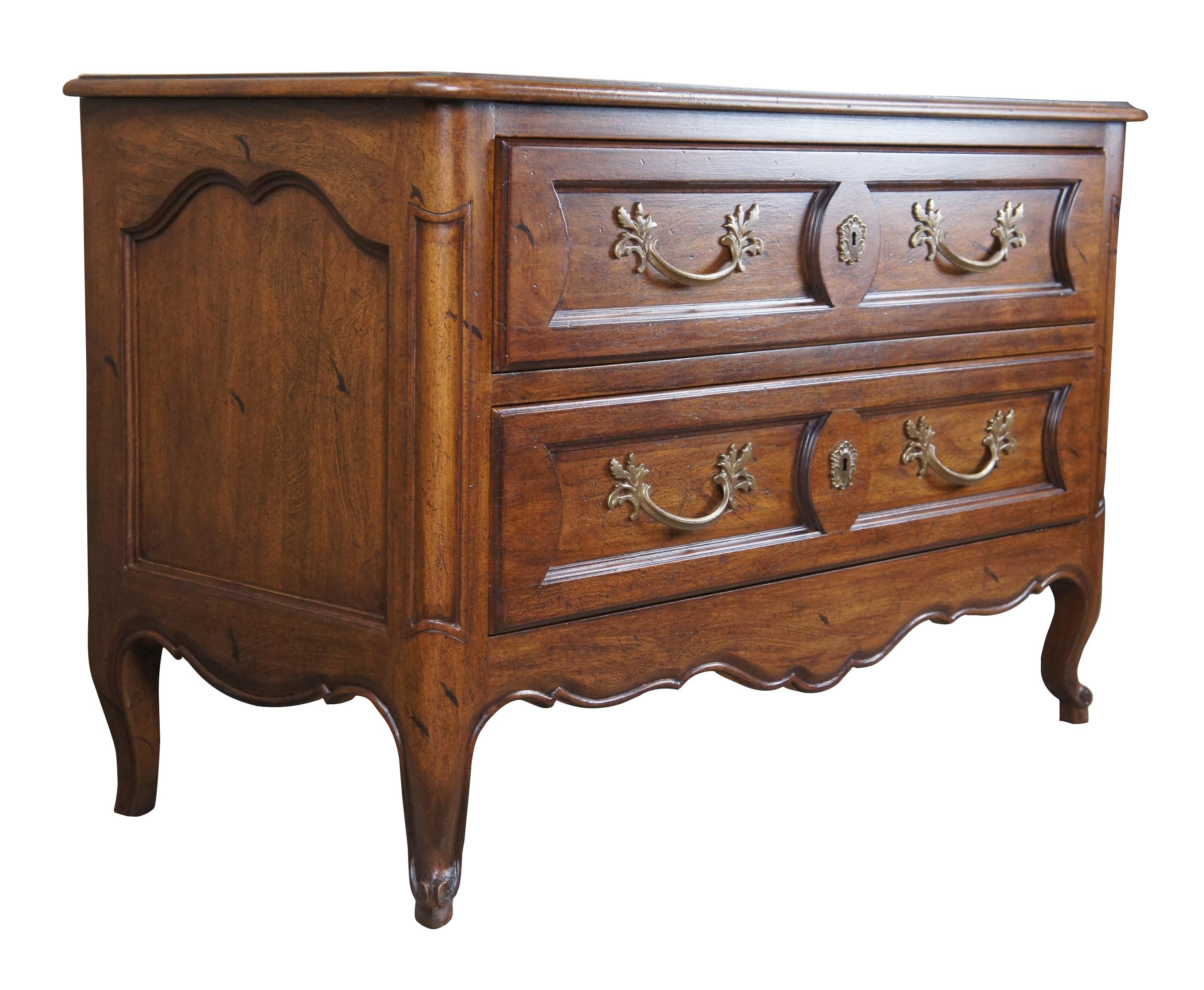 French Provincial Vintage Mount Airy Walnut French Country Provincial Lowboy Chest Dresser Stand For Sale