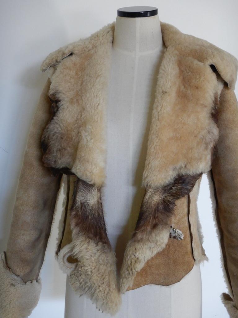 Brown Vintage Mountain Rhythm Hippie Shearling Jacket For Sale