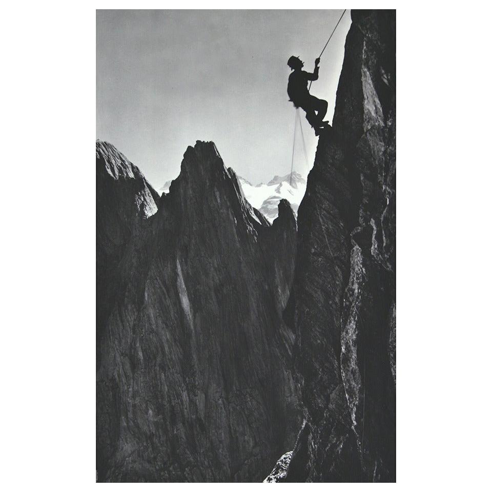 Vintage Mountaineering Photograph, Climber, SImmelstock