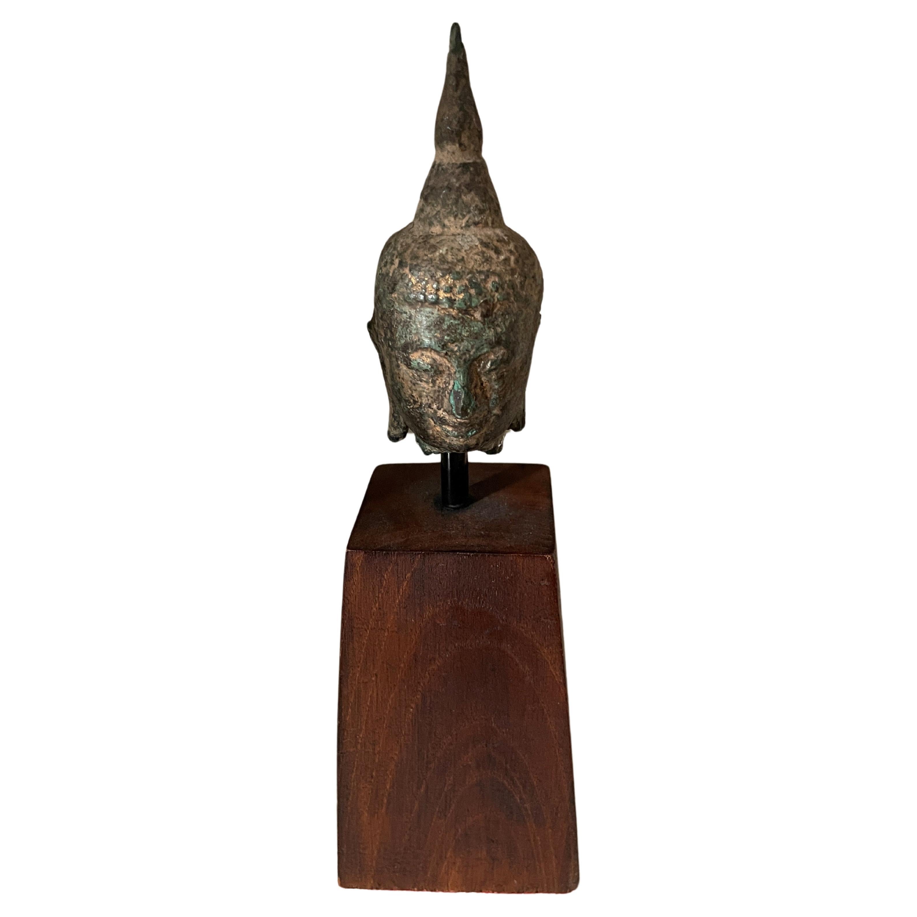 Vintage Mounted Bronze Buddha Head For Sale