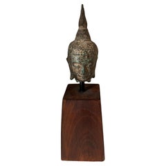 Tête de Bouddha vintage montée en bronze