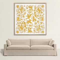 Vintage Mounted Mexican Otomi Embroidered Textile