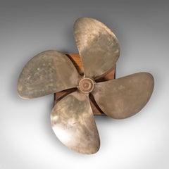 Vintage Mounted Ship Propeller, English, Bronze, Decorative, 4 Blade, Maritime