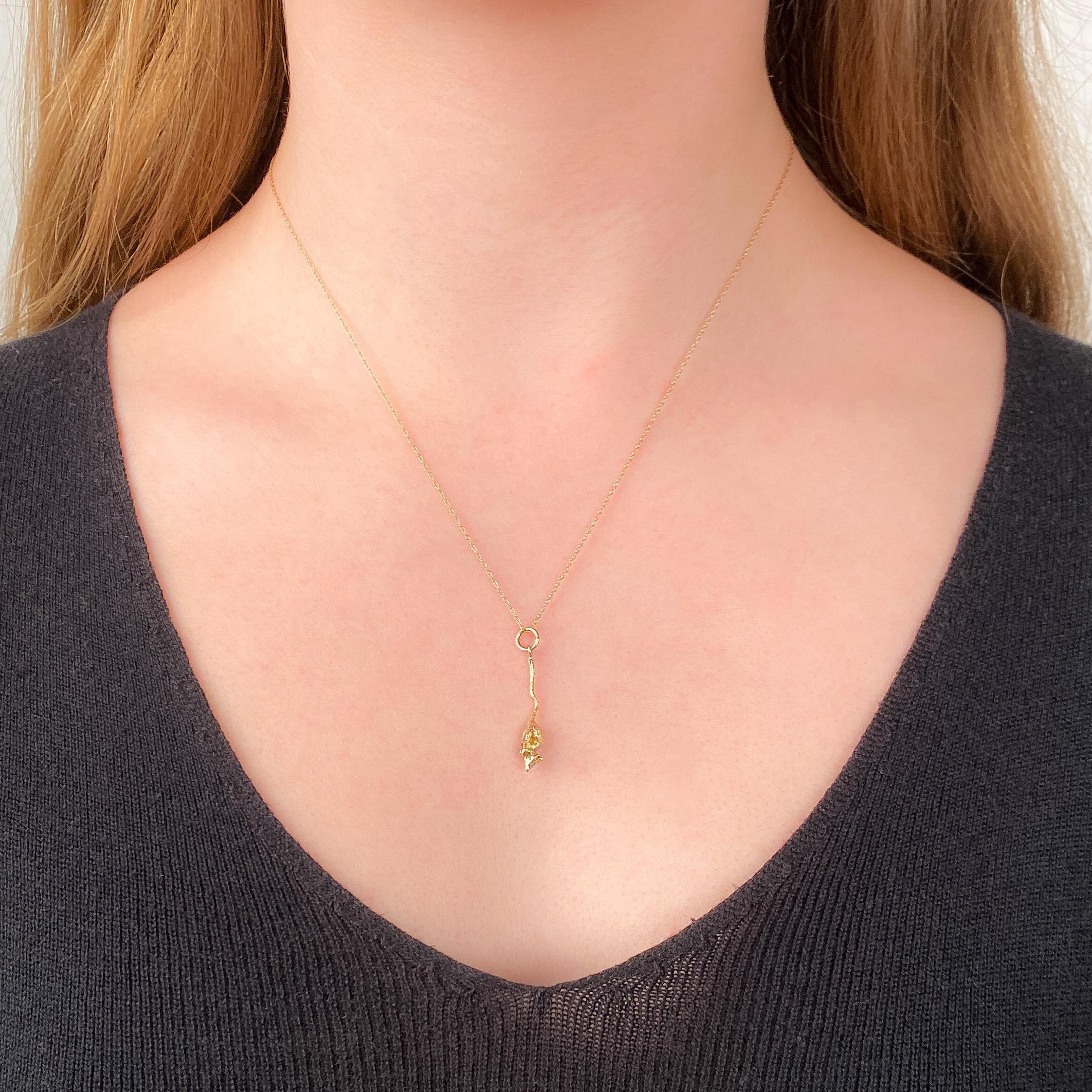Round Cut Vintage Mouse Charm of 14k Gold