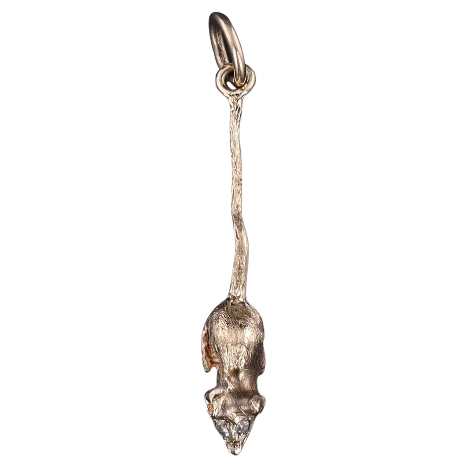 Vintage Mouse Charm of 14k Gold