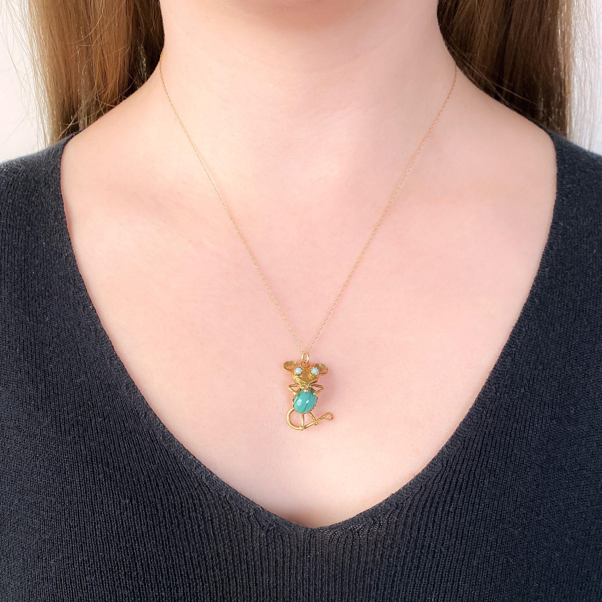 Pendentif souris vintage en or 18k Pour femmes en vente