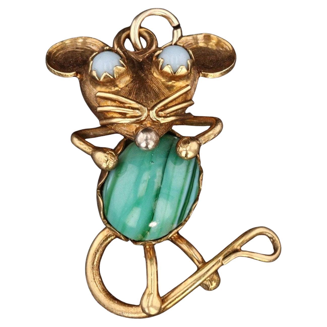 Colgante Ratón Vintage de Oro de 18k