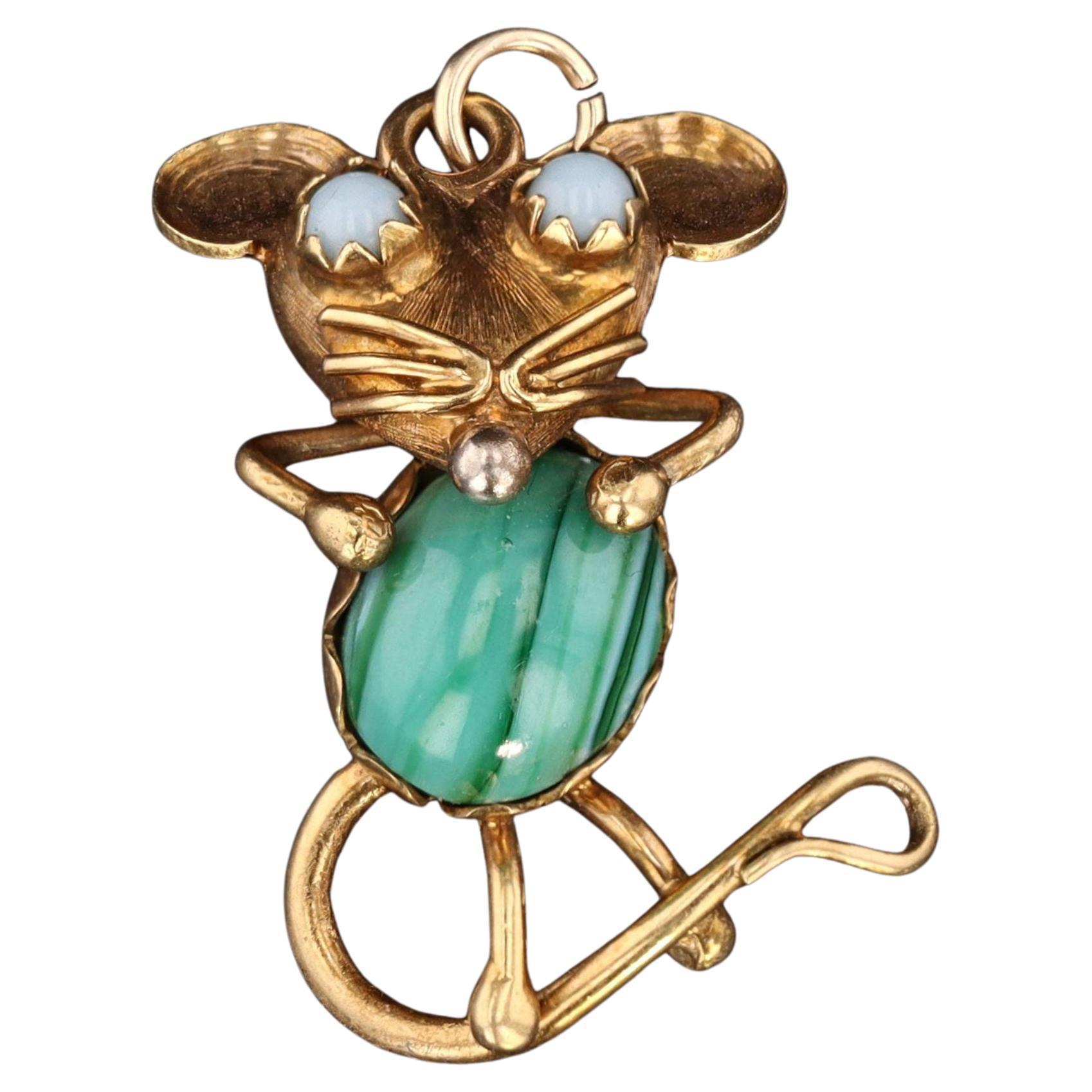 Pendentif souris vintage en or 18k