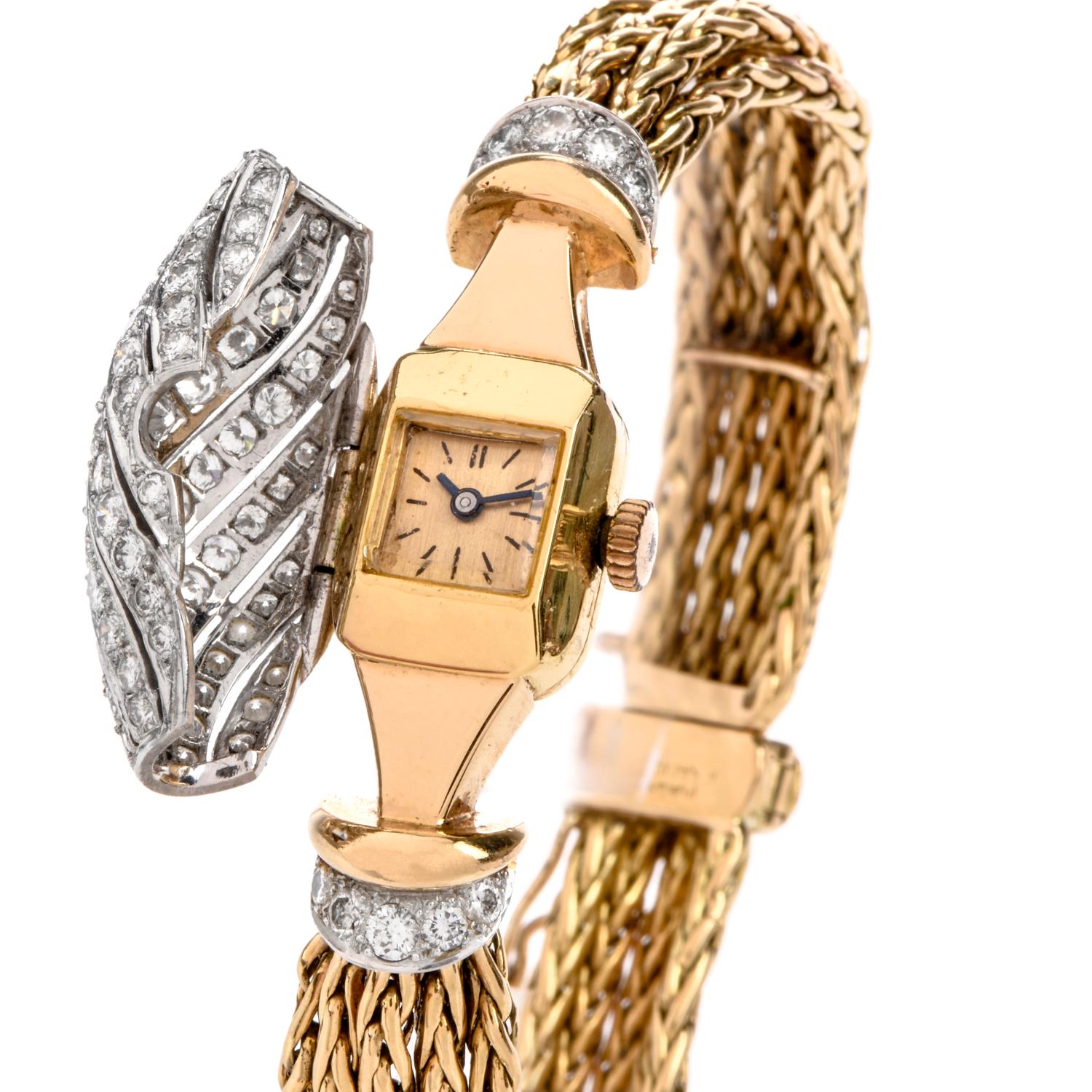 Women's Vintage Movado 18 Karat Diamond Gold Covered Watch