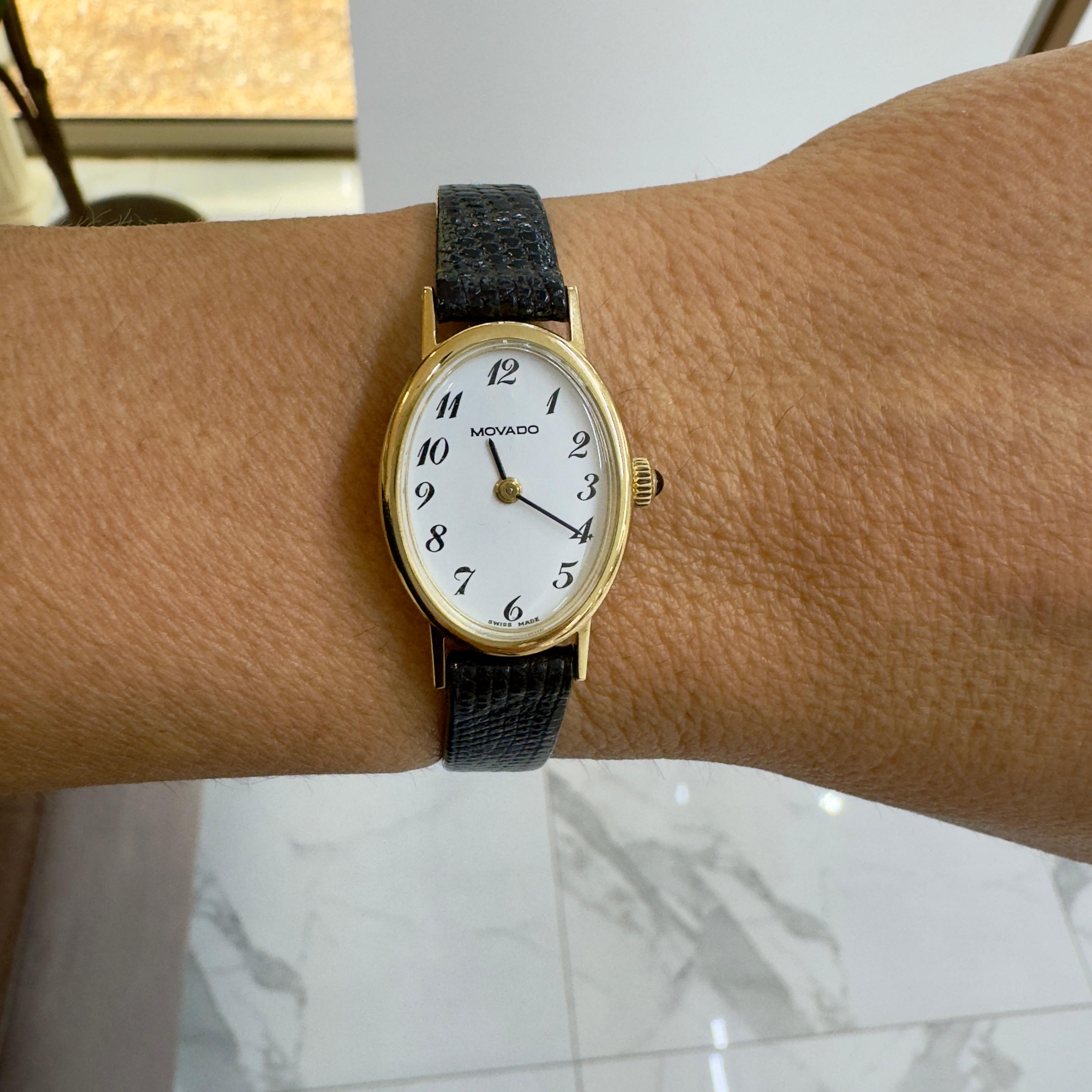 Reloj Vintage Movado 19MM Movimiento Zenith Oro Amarillo 14K Cuerda Manual en venta 7