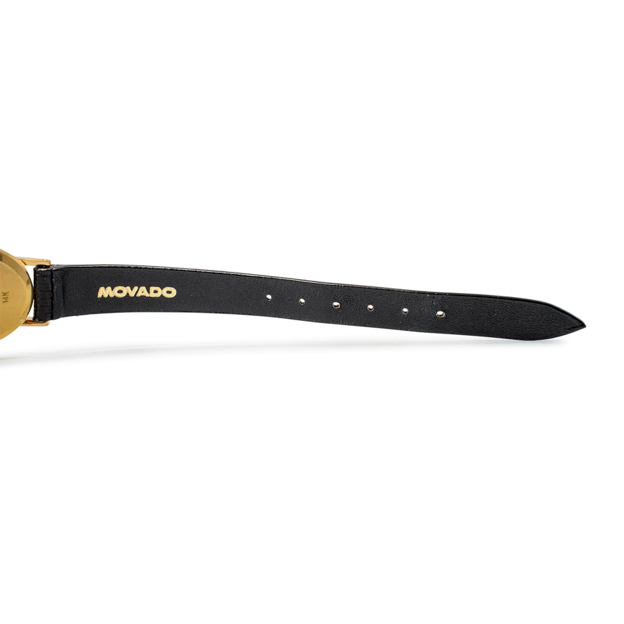 Reloj Vintage Movado 19MM Movimiento Zenith Oro Amarillo 14K Cuerda Manual en venta 1