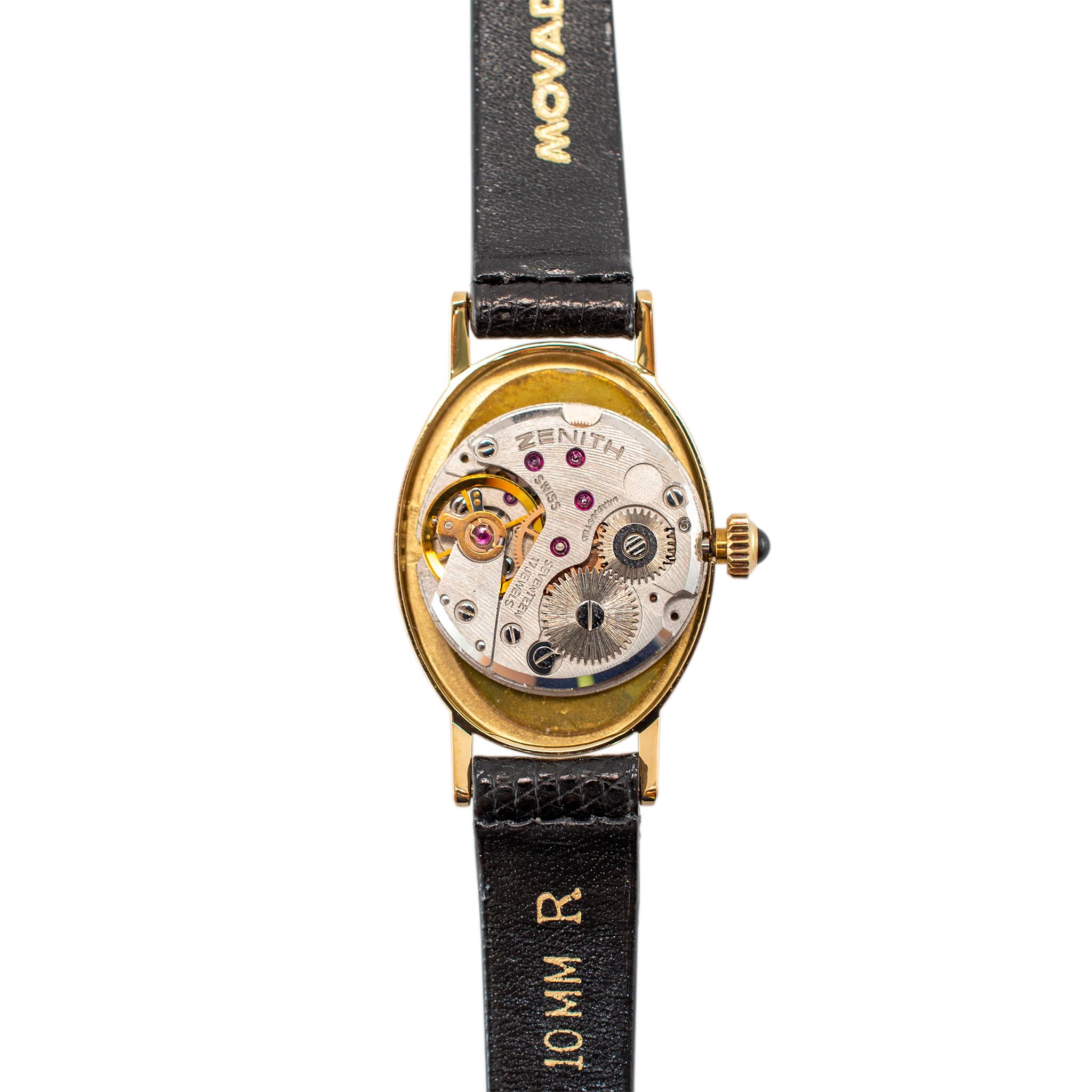 Reloj Vintage Movado 19MM Movimiento Zenith Oro Amarillo 14K Cuerda Manual en venta 5
