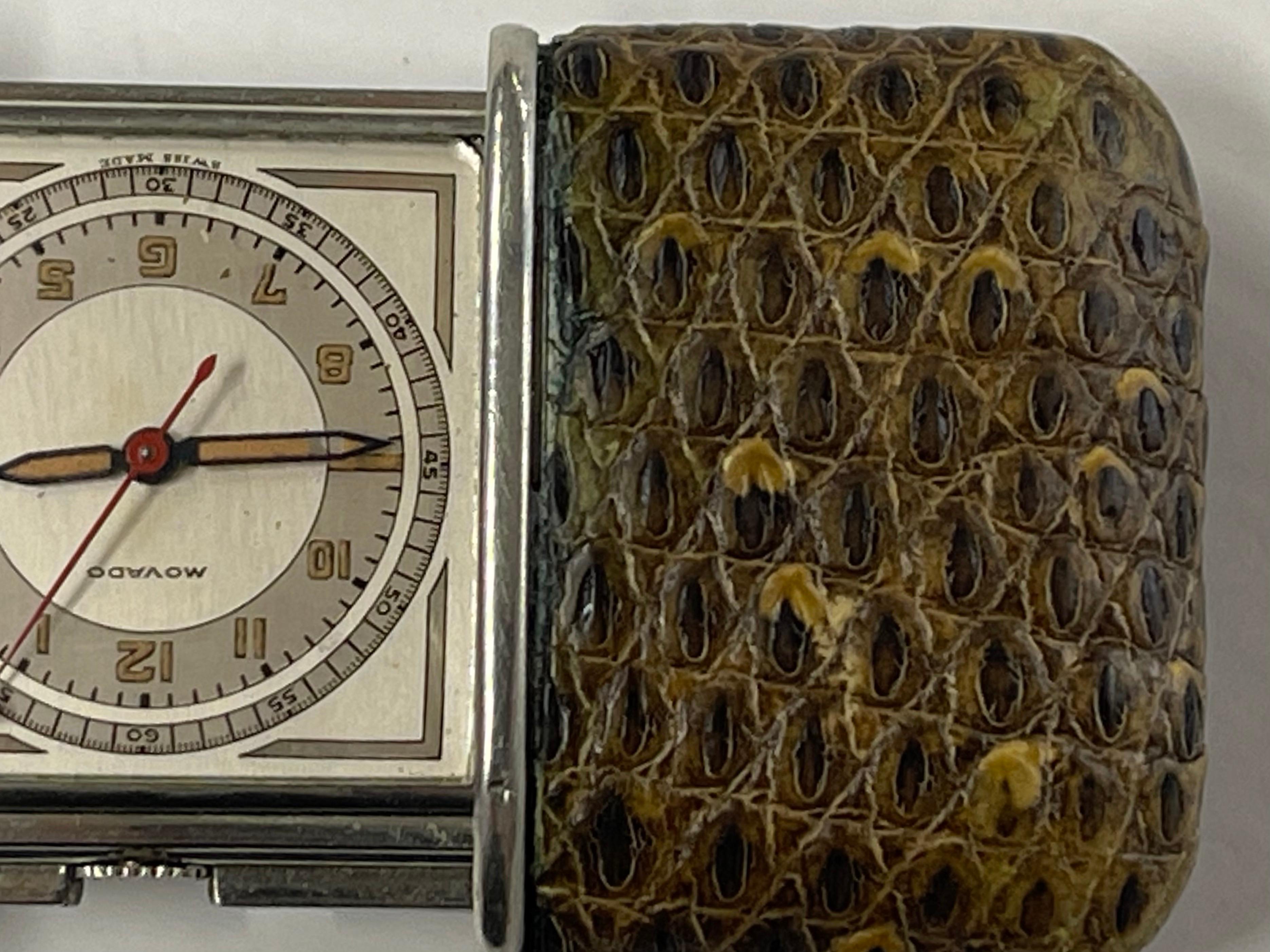 20th Century Vintage Movado Ermeto Travel Clock For Sale