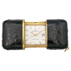 Vintage Movado Ermetoscope Men's Hand Wind Date Travel Pocket Watch