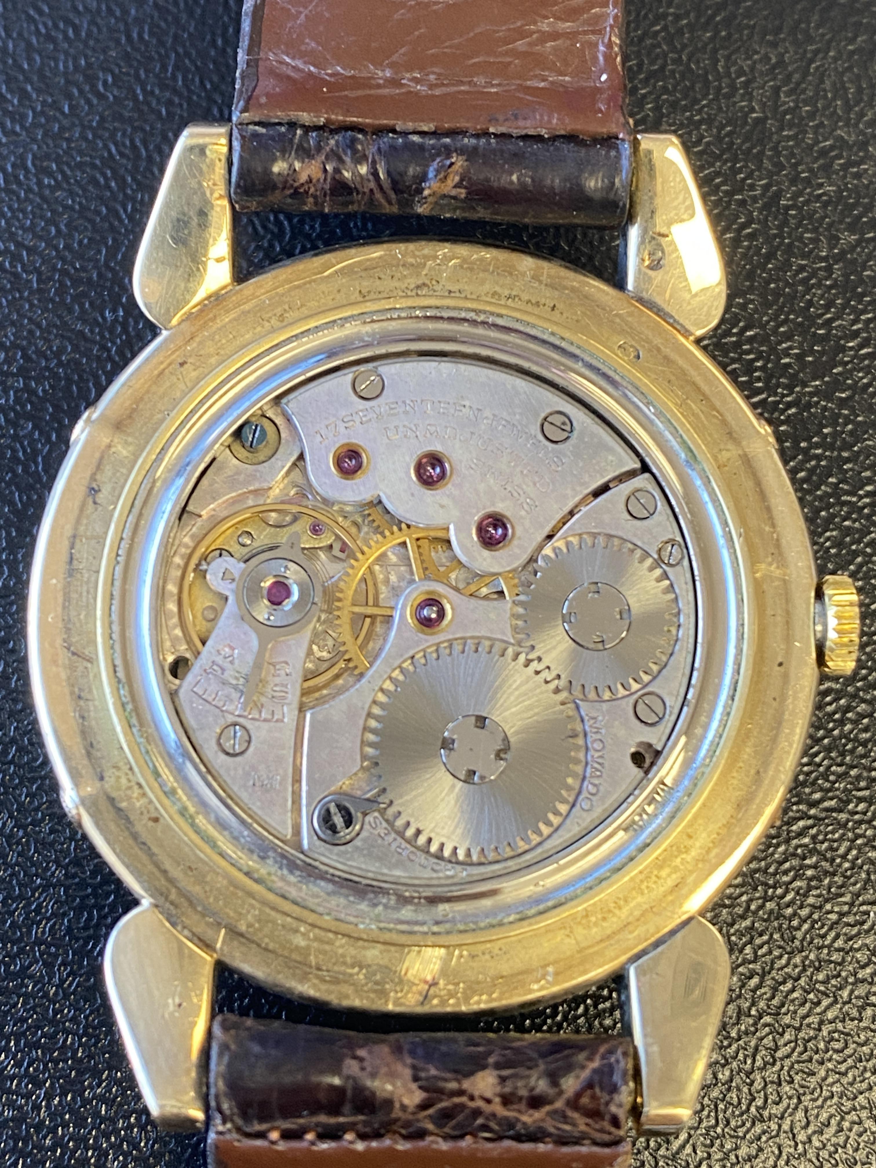 Vintage Movado Triple Fecha Fases de la Luna 14K Oro Amarillo en venta 5