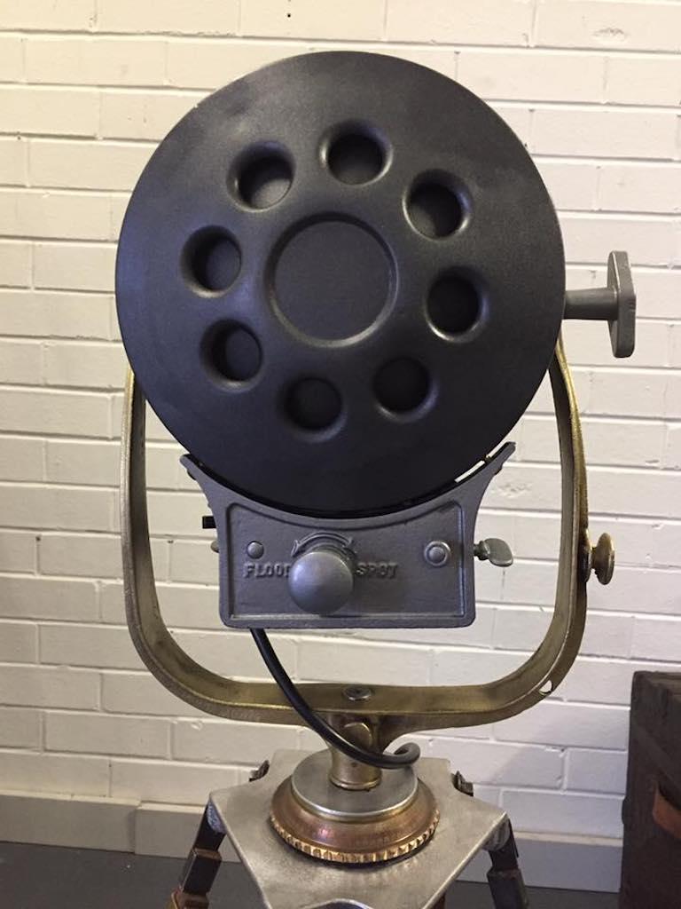 Vintage Movie Light Floor Lamp Industrial Spotlight on Expandable Wood