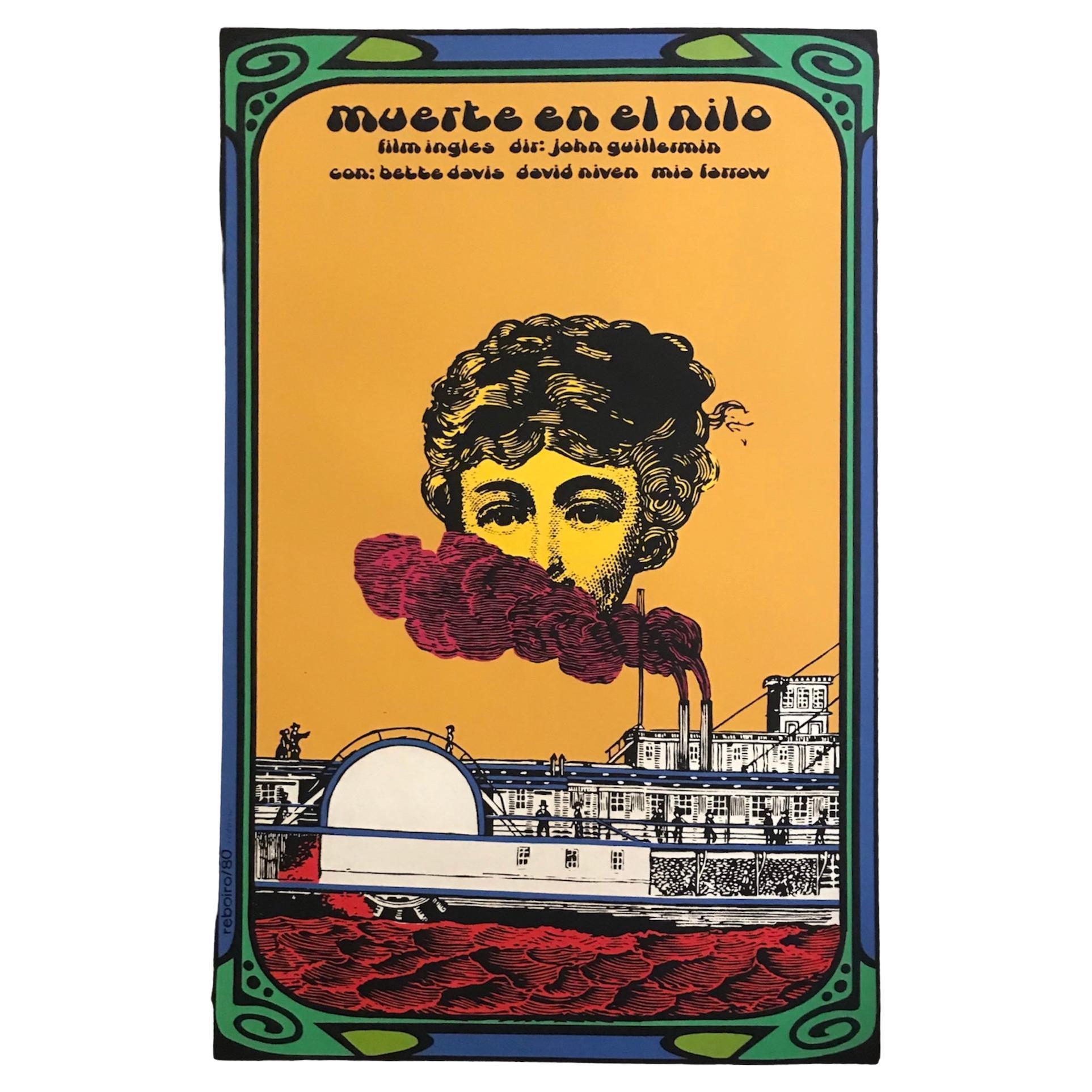Affiche de film vintage La Mort au Nile - Sérigraphie cubaine de Reboiro 1980
