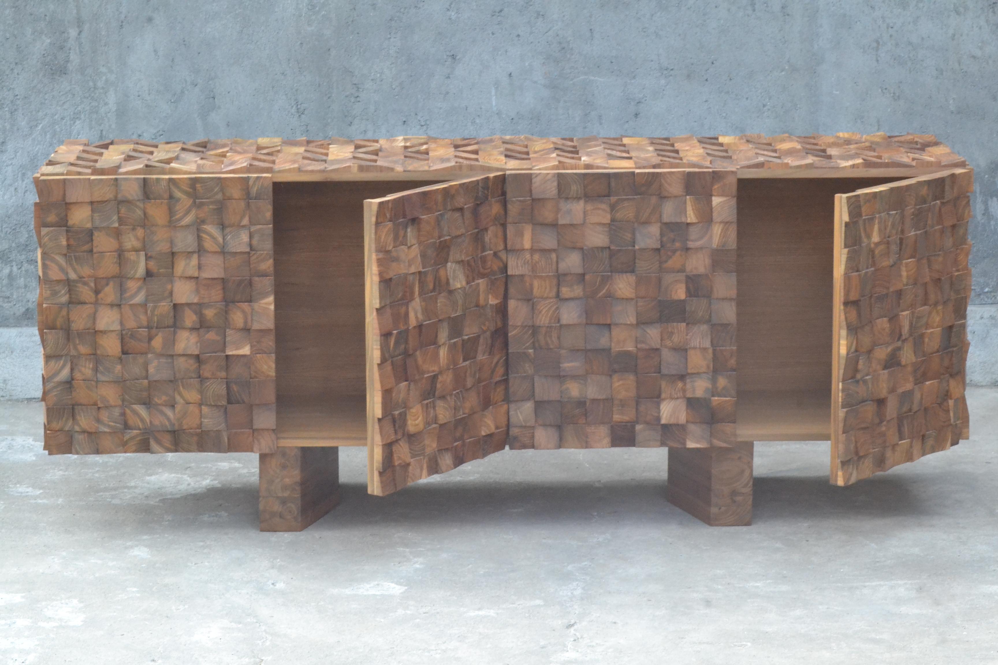 Vintage Mozaic Belgian Brutalist Sideboard Refurbished In Good Condition For Sale In Ostend, BE