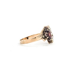 Vintage Mozambique Garnet & Seed Pearl Bypass Ring in 10k Yellow Gold