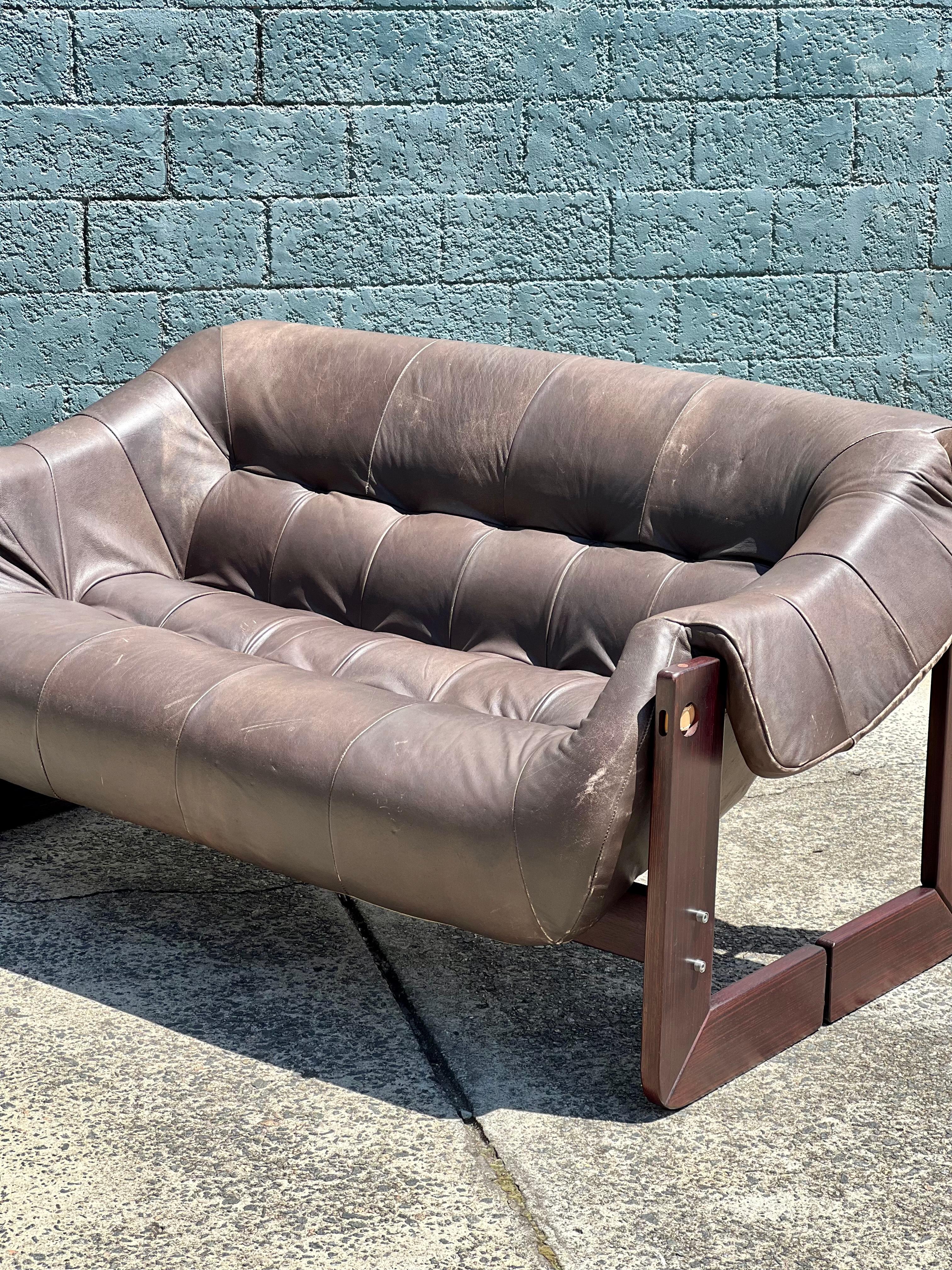 Vintage MP-97 Percival Lafer Loveseat 2-Seater Sofa In Good Condition In Charlotte, NC