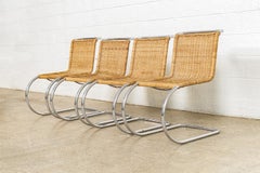 Vintage MR 10 Side Chairs by Mies van der Rohe, Cane & Chrome, 1970s