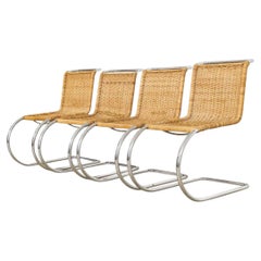 Vintage MR 10 Side Chairs by Mies van der Rohe, Cane & Chrome, 1970s