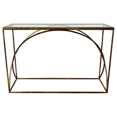 Vintage Mr Brown London Gilded Forged Iron Ellipse Console