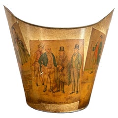Vintage Mr Pickwick & His Friends Tole Bucket or Trash Can