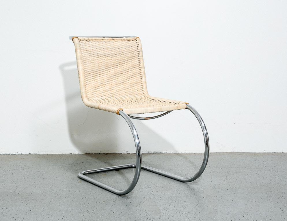 Steel Vintage MR10 Rattan Side Chairs by Stendig For Sale