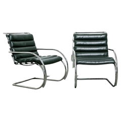 Vintage MR20 Lounge Chairs in Leather by Knoll